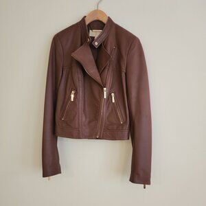 Michael Kors Leather Moto Jacket SZ 2